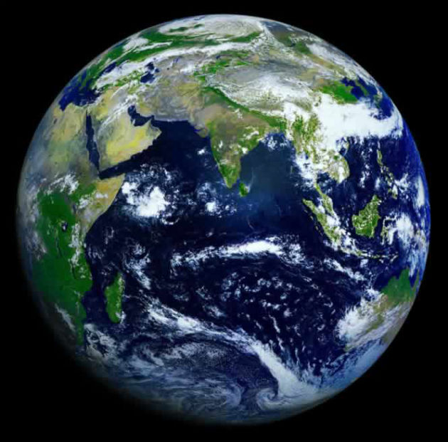 Earth from space centered on India